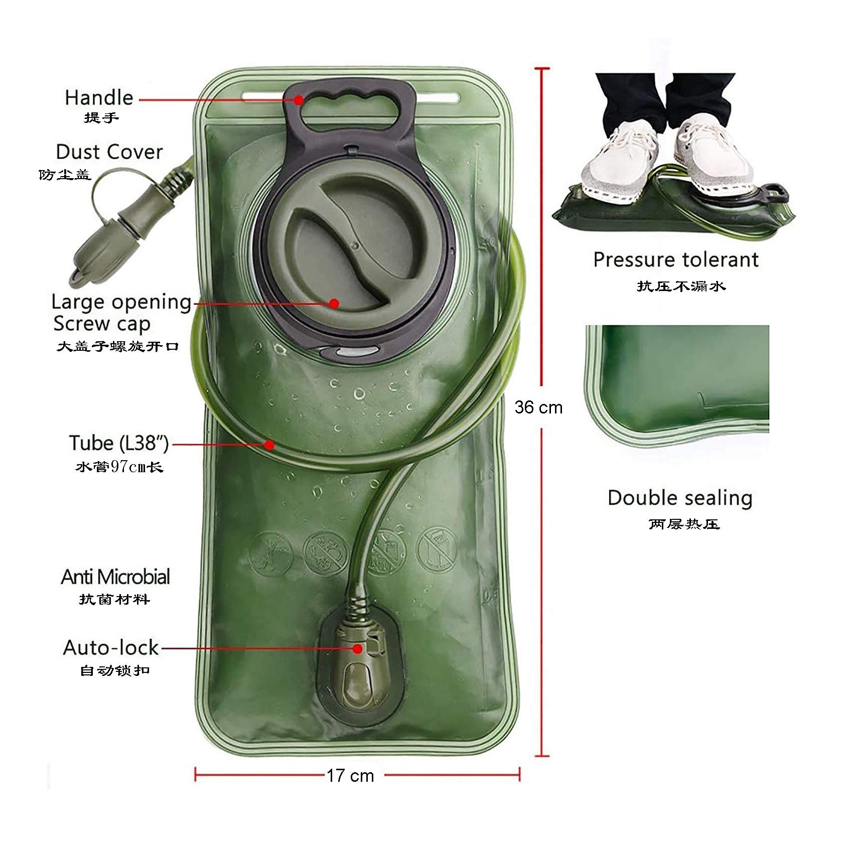 Cycling Backpack Water Bag 2l Water Bag Suction Nozzle Outdoor Sports Water Bladder Mountaineering Camping Eva Folding Water Bag Doba